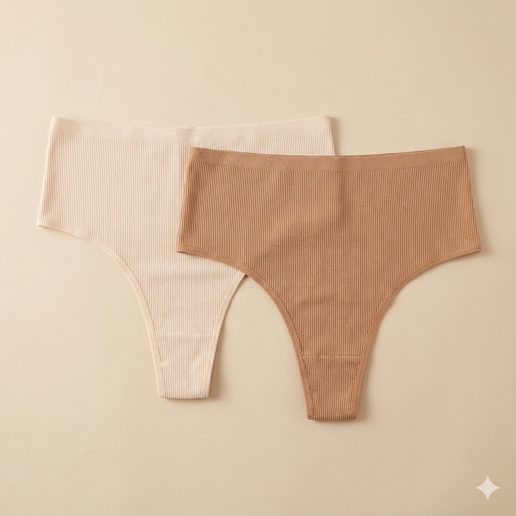 Ribbed Mid-Rise Thong (3-Pack)