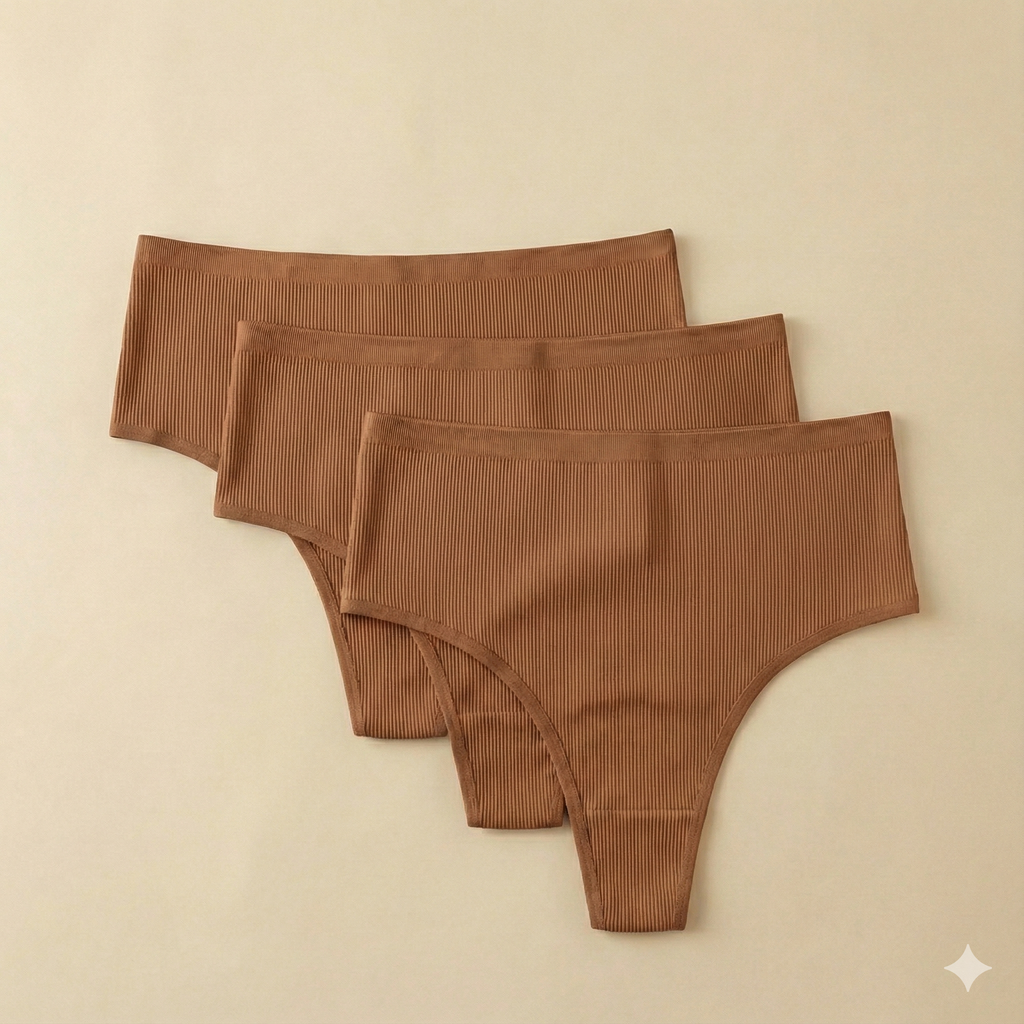 Ribbed Mid-Rise Thong (3-Pack)