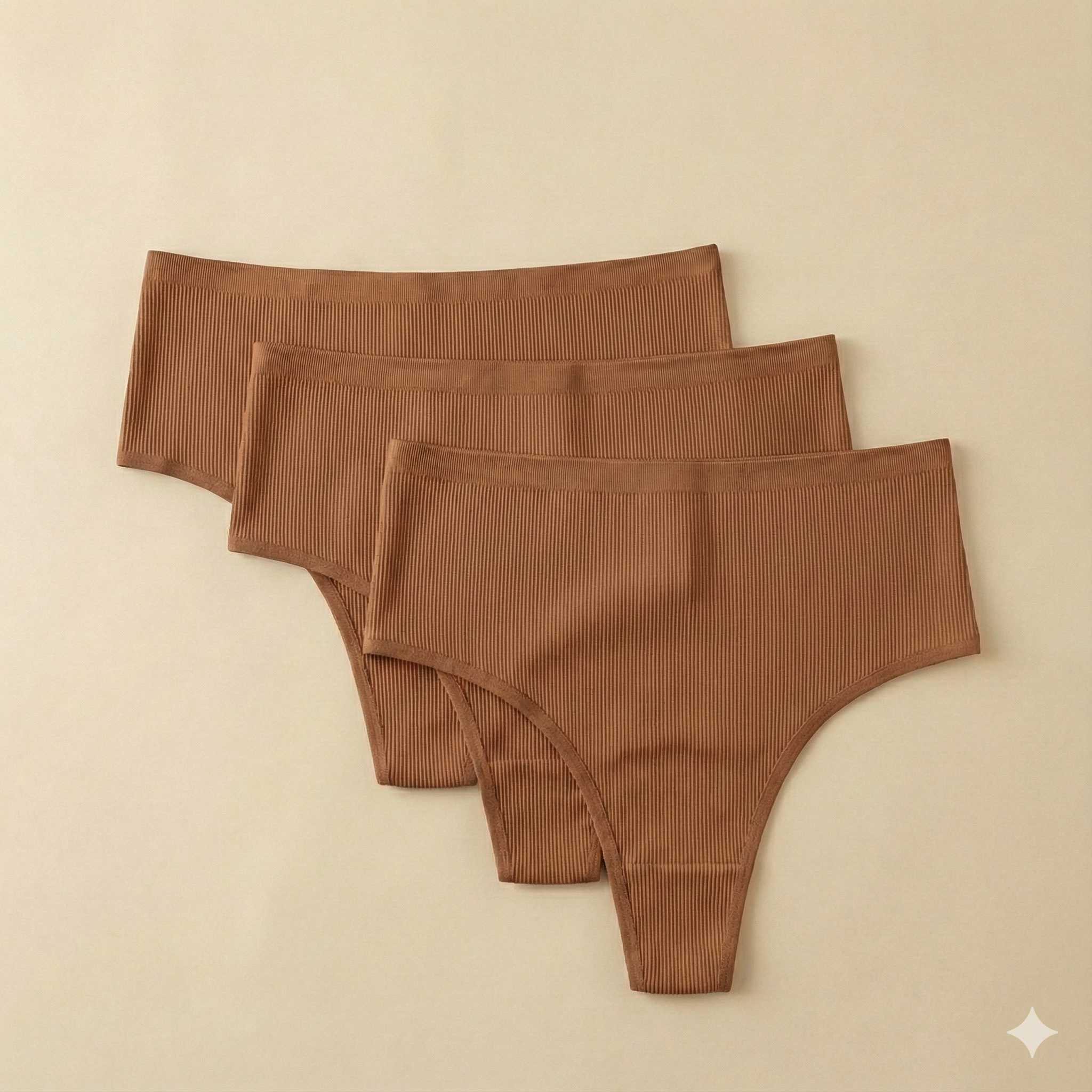 Ribbed Mid-Rise Thong (3-Pack)